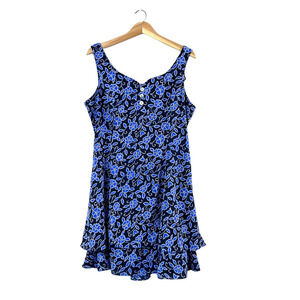 Women's Blue Floral Vintage S.L. Fashions Dress 14